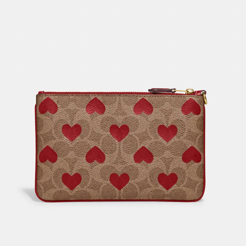 ❤️ Coach Small Wristlet In Signature Canvas With Heart Print - Picture 4 of 11
